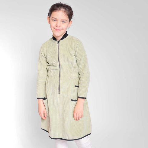 Girls Green Velvet Dress