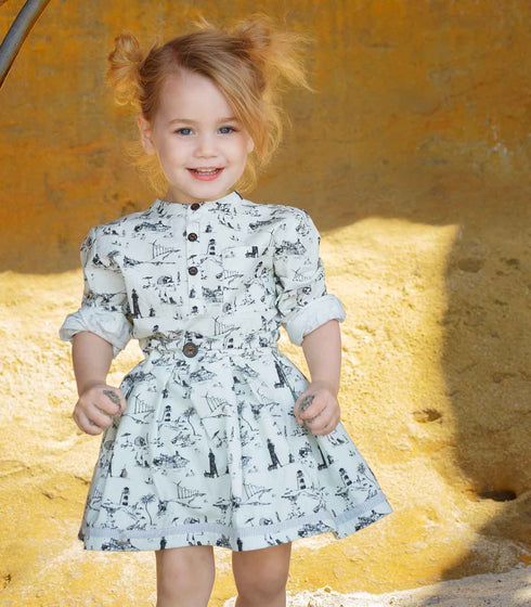 Flared Mini Skirt with Vintage Print for Babies