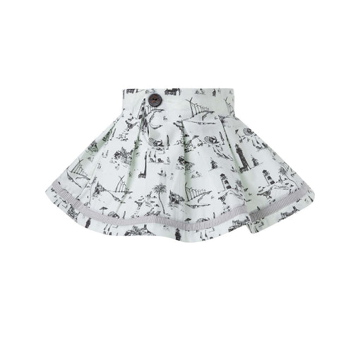 Flared Mini Skirt with Vintage Print for Babies