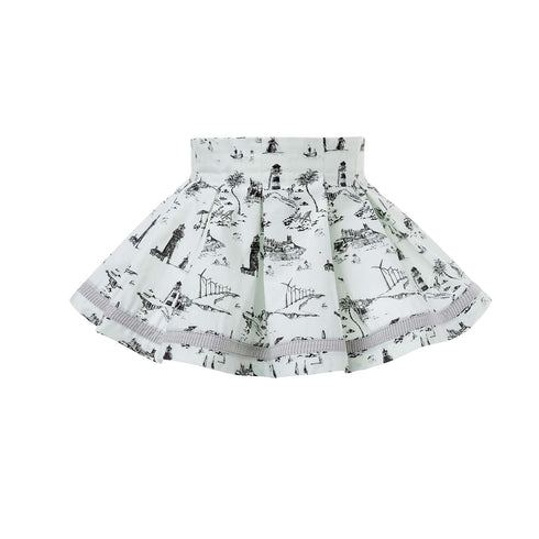 Flared Mini Skirt with Vintage Print for Babies