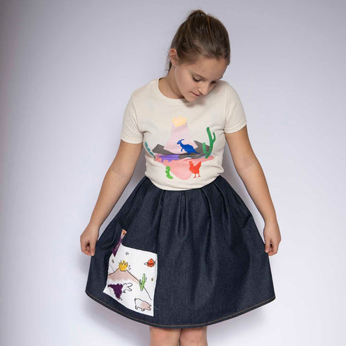 Kids T-Shirt with Volcano and Animals Print