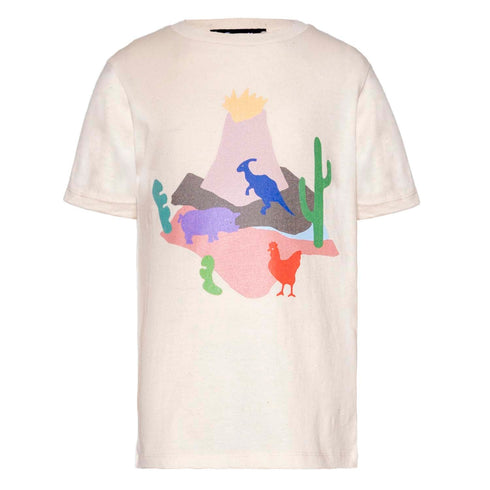 Kids T-Shirt with Volcano and Animals Print