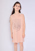 Artisanal T-Shirt Dress Naturally Dyed Madder with Hand Block Print
