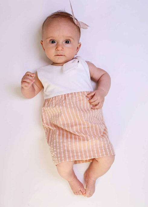 Baby Dress in Peach and White