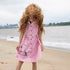 Hand-Painted Pink Safari Dress for Girls Limited Edition, GOTS