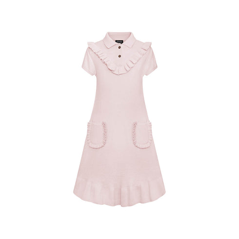 Pink Knit Midi Dress with Yoke