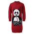 Red Knitted Girls Dress with Panda