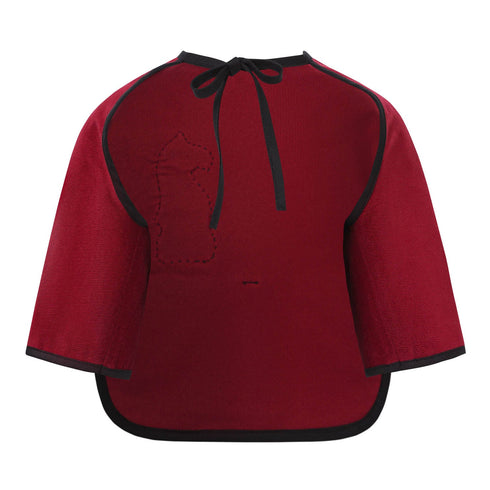 Red Corduroy Bib with Sleeves