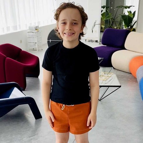 Terracotta Canvas Mini Shorts for Kids