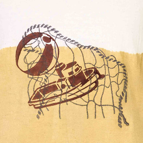 Artisanal T-Shirt Naturally Dyed with Turmeric and Toy Block Print