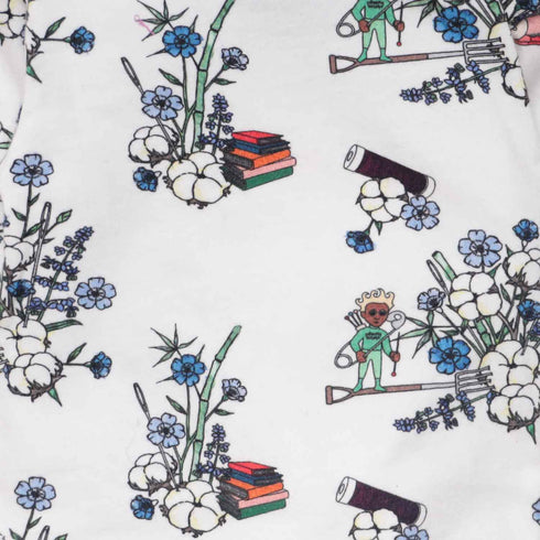 Girls Off-White Dress with Floral Print