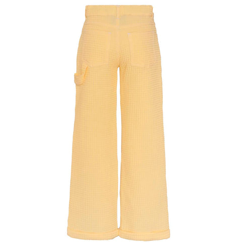 Yellow Waffle Cotton Dress Pants