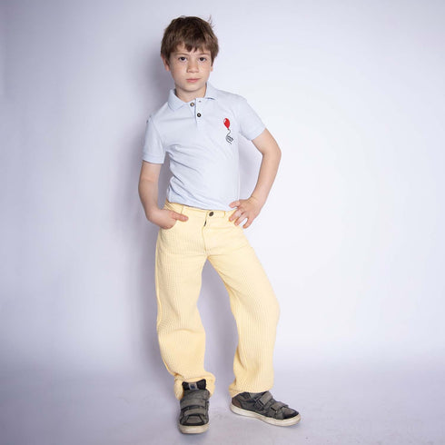 Yellow Waffle Cotton Dress Pants