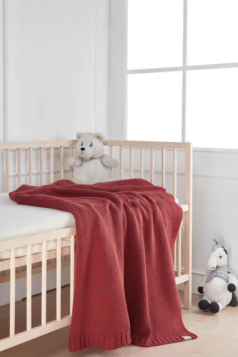 Thick Knit Burt Orange Baby Blanket