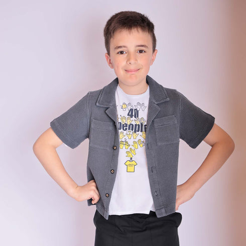 Grey Boys and Girls Button Up Shirt