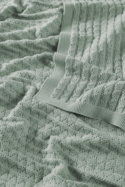 Light Green Crochet-Style Baby Blanket