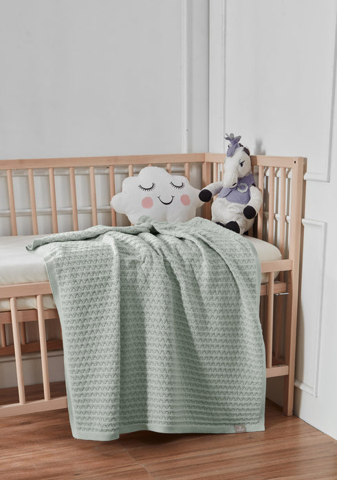 Light Green Crochet-Style Baby Blanket