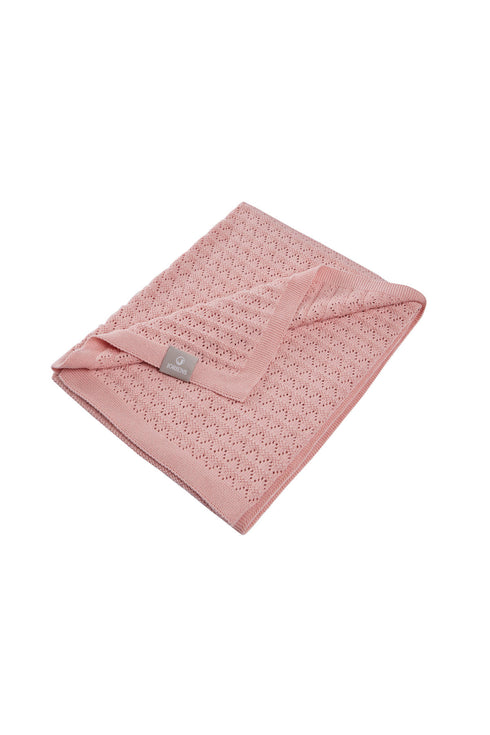 Pink White Crochet-Style Baby Blanket