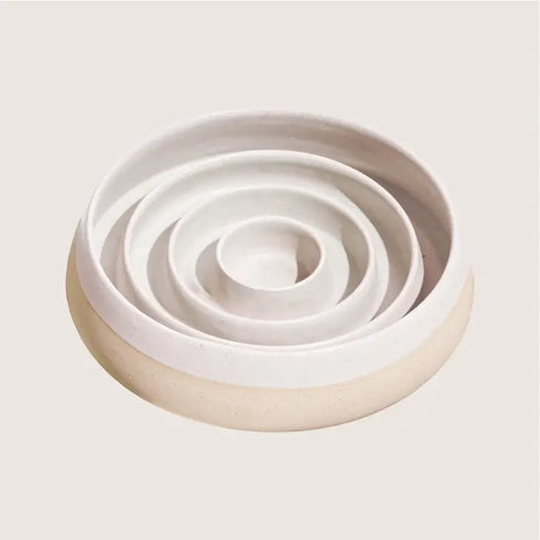 Handmade Ceramic Slow Feeder - White