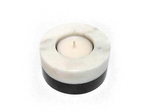 Stripe Tea Light Candle Holder - Monochrome